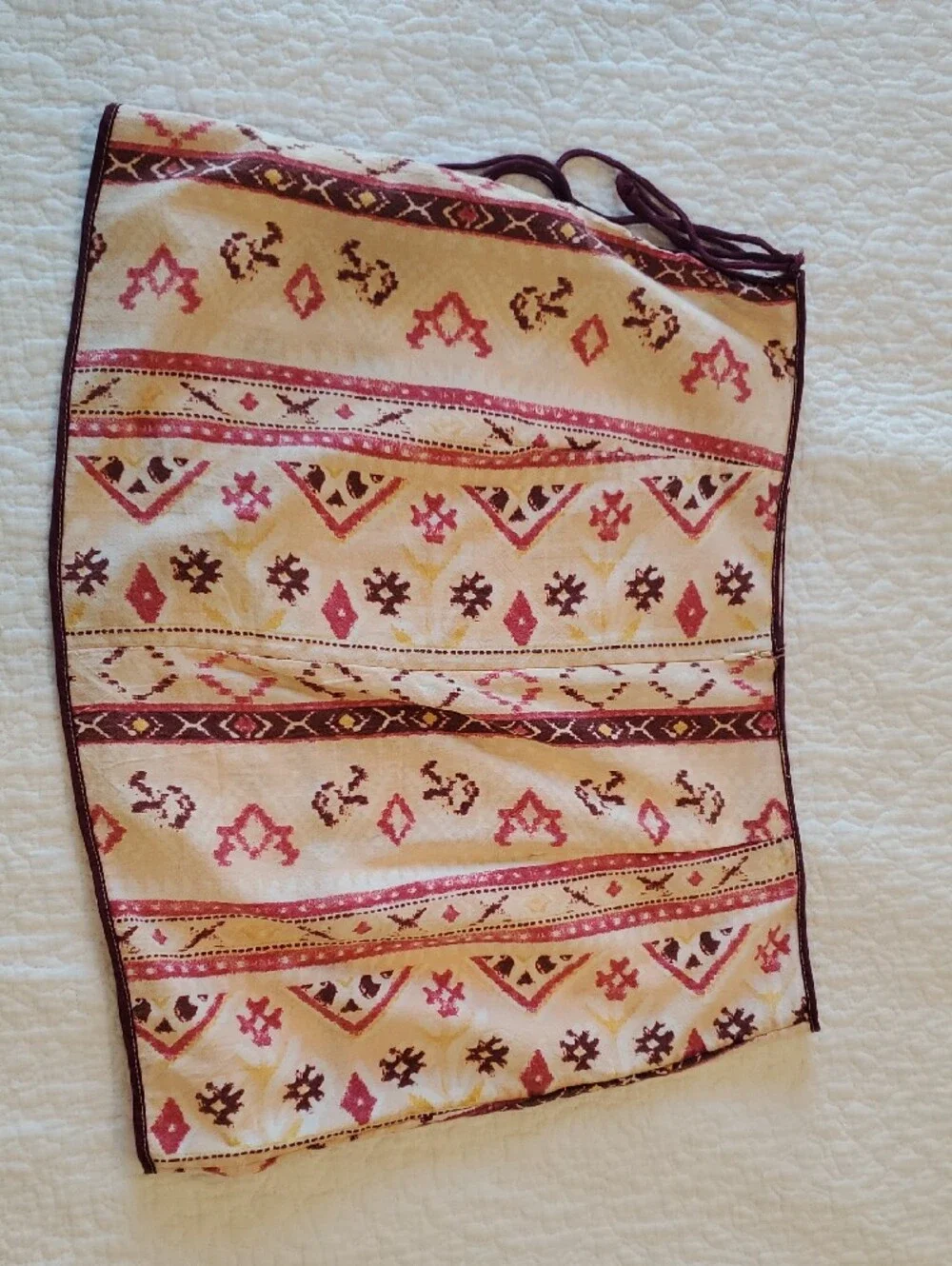 Free People Cream and Burgundy Aztec Mini Skirt